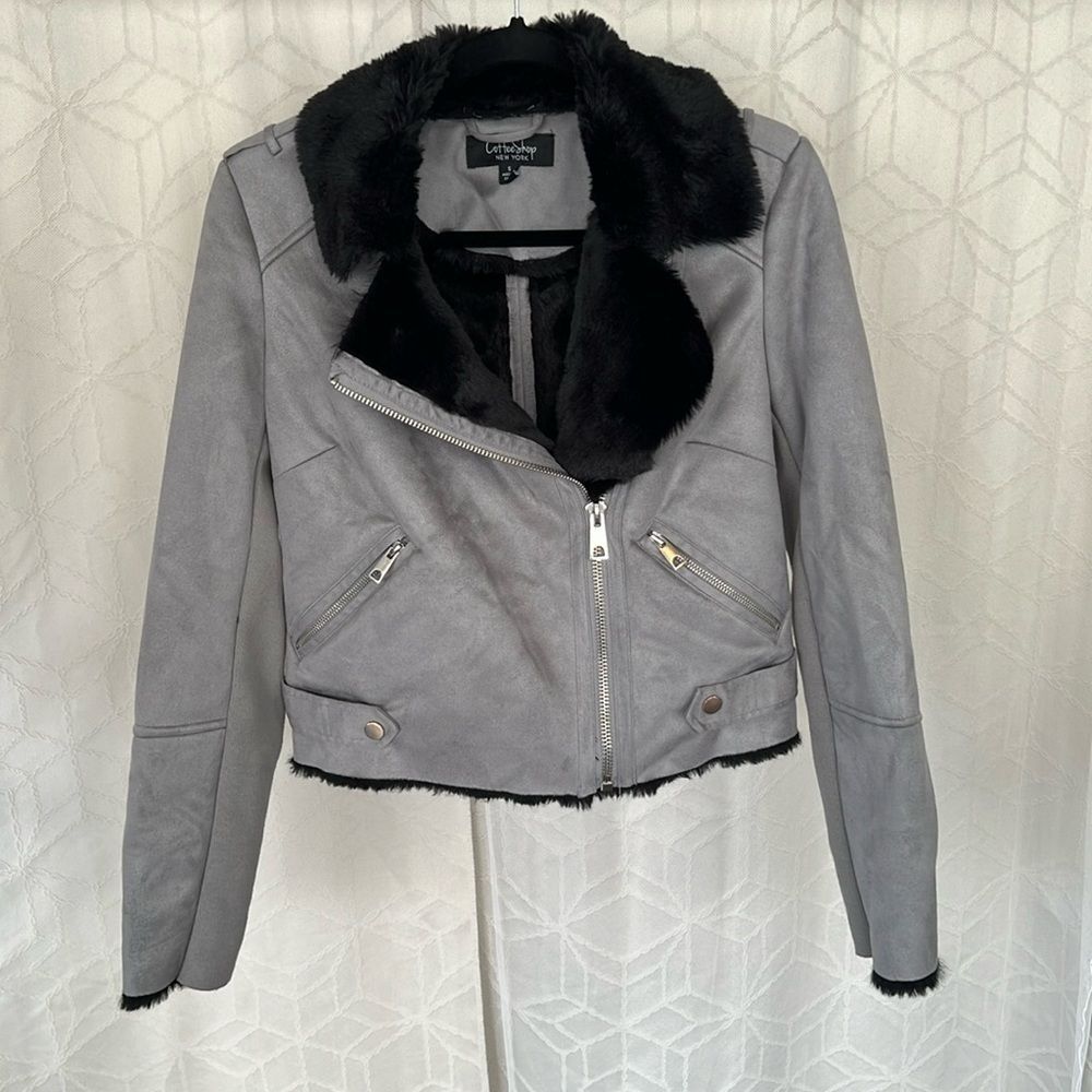 NWOT CoffeeShop Faux Suede/Fur Moto Style Jacket